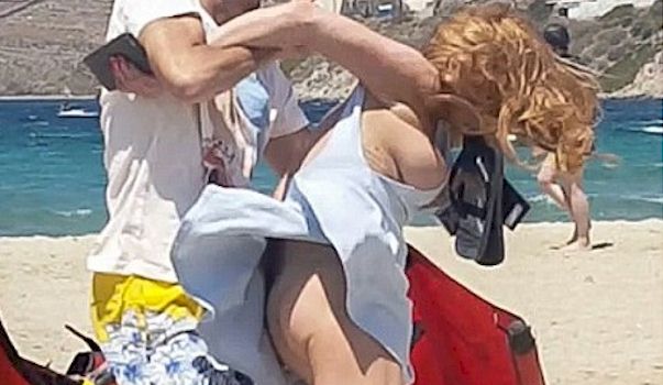 Lindsay Lohan Sideboob Fight at the Beach! - The Nip Slip