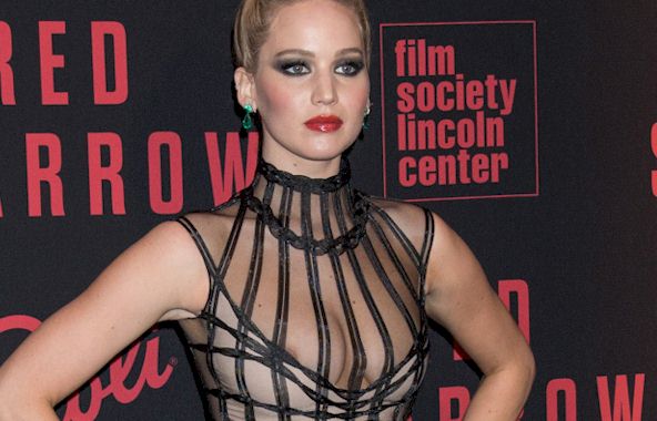 592px x 380px - Jennifer Lawrence Nip Slip at the Red Sparrow Premiere ...