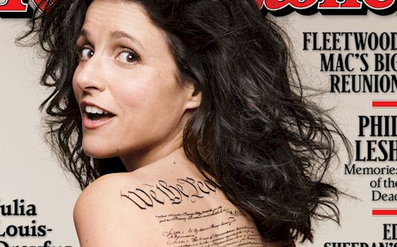 563px x 350px - Julia Louis-Dreyfus Naked on Rolling Stone Cover - The Nip Slip
