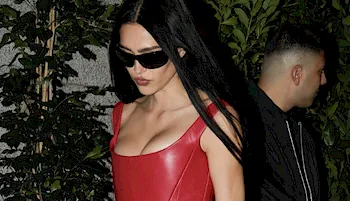 Amelia Gray Hamlin Sexy in a Red Leather Dress!