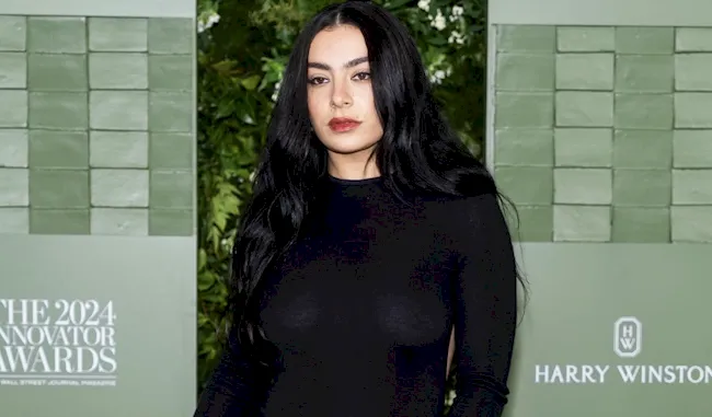 Charli XCX nipples in a sheer dress