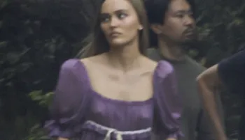 Lily-Rose Depp Nipple Pokies in a Purple Dress!