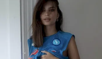 Emily Ratajkowski posing in panties