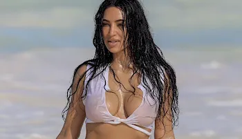 Kim Kardashian wet t-shirt and bikini bottom